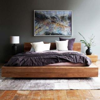 Floating Teak Bed Frame -Solid Design