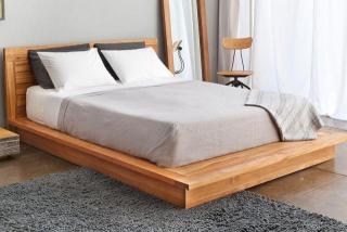 Teak Floating Bed Frame