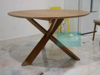 Teak Round Table -Slice Design