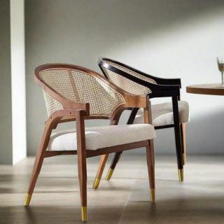 Teak and Rattan Dining Chair -Premium