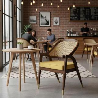 Teak and Rattan Dining Chair -Premium
